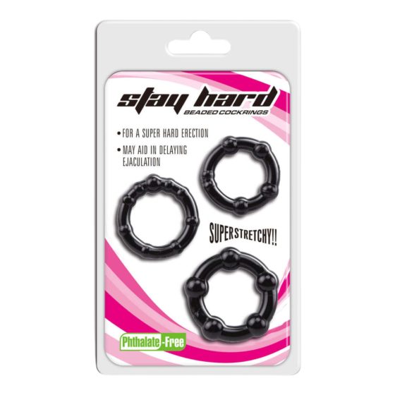 Lonely Stay Hard - Penis Ring Set - Black (3 Pieces)