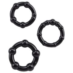 Lonely Stay Hard - Penis Ring Set - Black (3 Pieces)