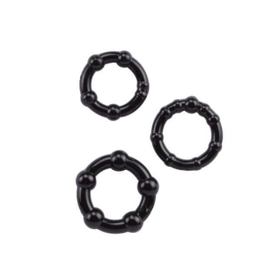 Lonely Stay Hard - Penis Ring Set - Black (3 Pieces)