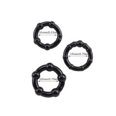 Lonely Stay Hard - Penis Ring Set - Black (3 Pieces)