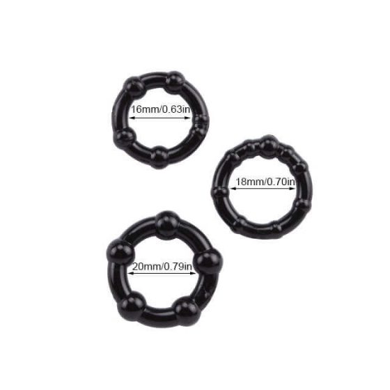 Lonely Stay Hard - penis ring set - black (3 pieces)