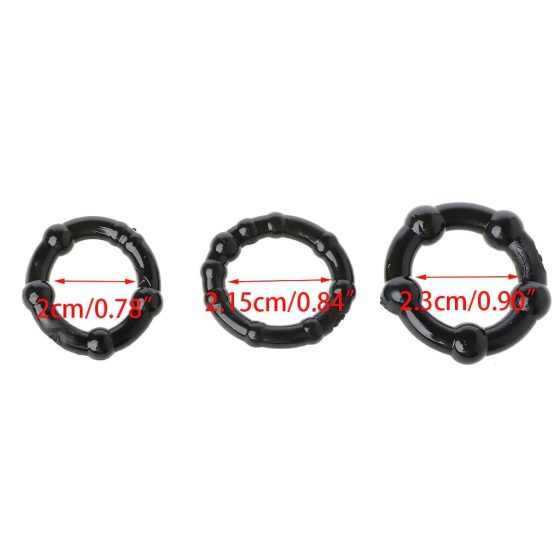 Lonely Stay Hard - Penis Ring Set - Black (3 Pieces)