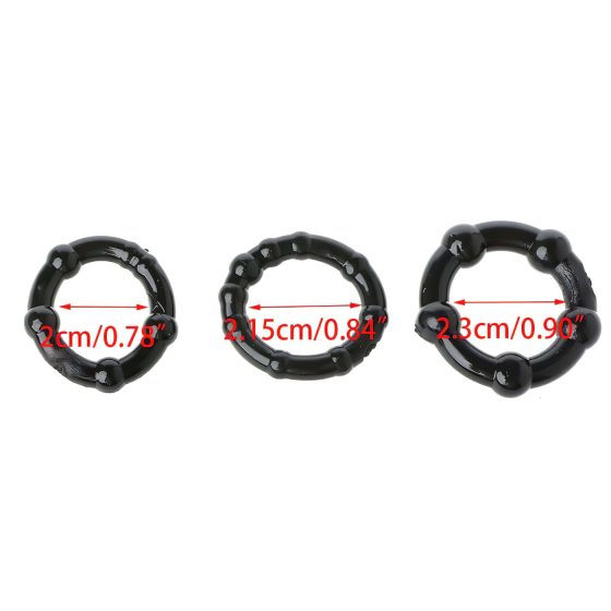 Lonely Stay Hard - Penis Ring Set - Black (3 Pieces)