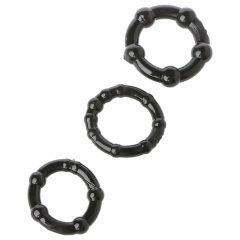 Lonely Stay Hard - Penis Ring Set - Black (3 Pieces)