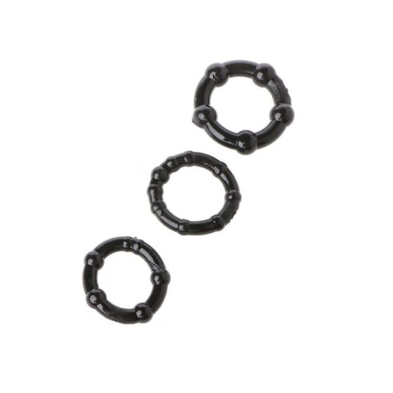 Lonely Stay Hard - penis ring set - black (3 pieces)