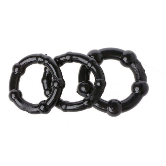 Lonely Stay Hard - penis ring set - black (3 pieces)