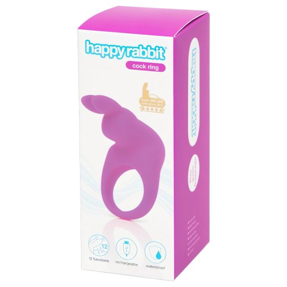 HappyRabbit Cock - Rechargeable Vibrating Cock Ring (Purple)