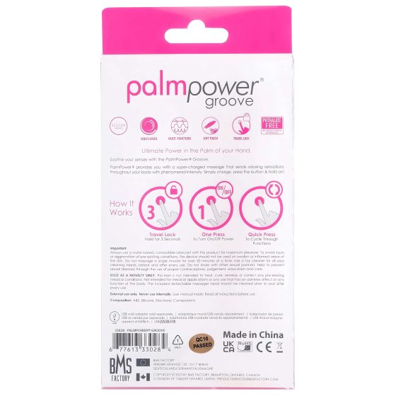 PalmPower Groove - Rechargeable Massage Vibrator (Pink)