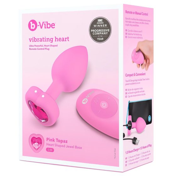 b-vibe heart - Rechargeable, Radio-Controlled Anal Vibrator (Pink)
