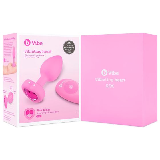 b-vibe heart - Rechargeable, Radio-Controlled Anal Vibrator (Pink)
