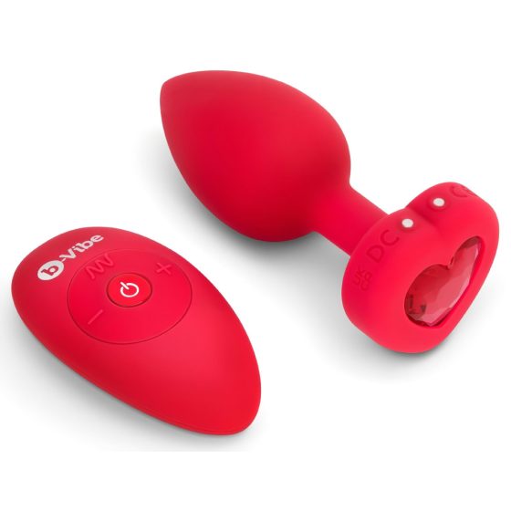 b-vibe heart - rechargeable, remote-controlled anal vibrator (red)