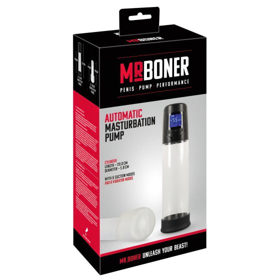 Mister Boner - Rechargeable, Automatic Penis Pump (Black-Transparent)