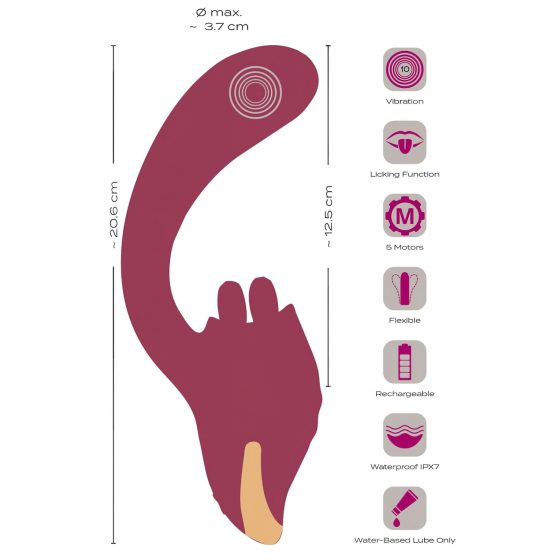 Javida - dual-purpose tongue vibrator (burgundy)