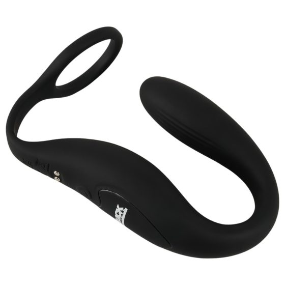 Black Velvets - Vibrating Cock Ring with Anal Plug (Black)