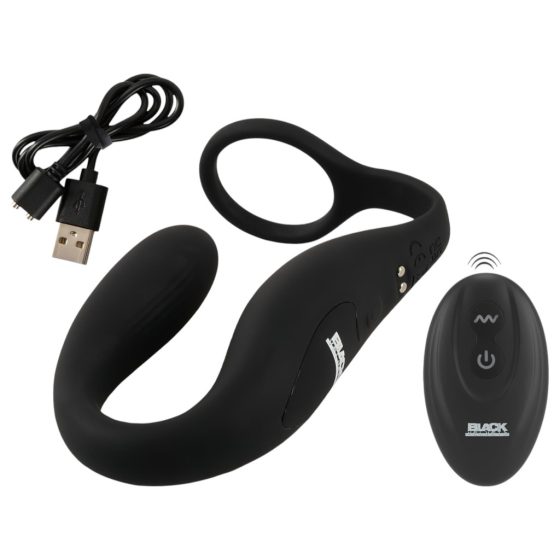 Black Velvets - Vibrating Cock Ring with Anal Plug (Black)