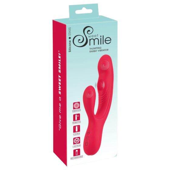 Smile Thumping Rabbit - rechargeable 3 motor vibrator (red)