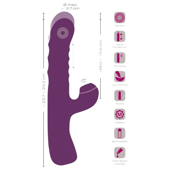 Javida - 3-in-1 Rabbit Vibrator (Purple)