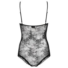 Obsessive Slevika - Lace-Up Front Open Lace Bodysuit (Black)