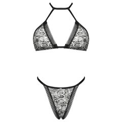 Obsessive Xenita - Transparent Patterned Bra Set (Grey)