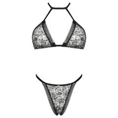 Obsessive Xenita - Transparent Patterned Bra Set (Grey)