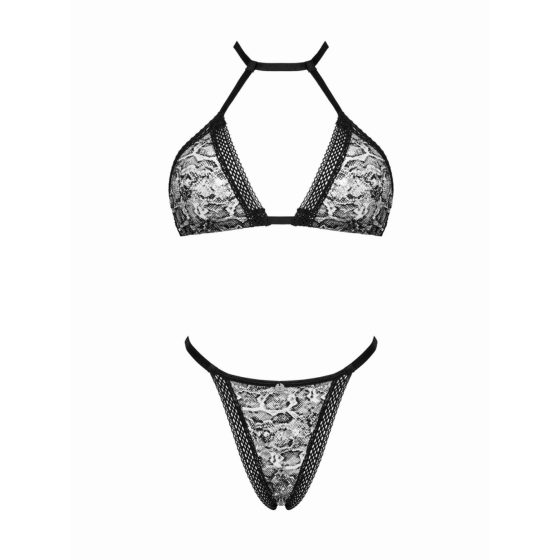 Obsessive Xenita - Transparent Patterned Bra Set (Grey)