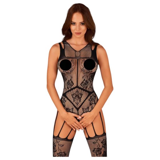 Obsessive - Floral Lace Bodysuit (Black) (S-L)