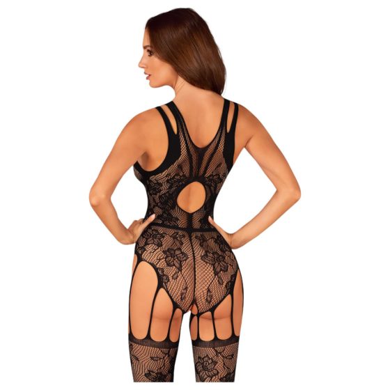 Obsessive - Floral Lace Bodysuit (Black) (S-L)