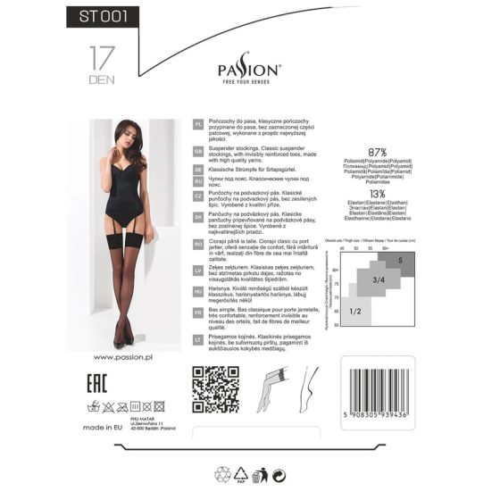 Passion ST001 - stockings (black)