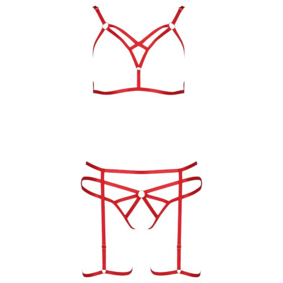 Passion Magali - Decorative Body Harness Set - 3 Pieces (Red)