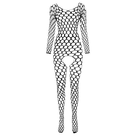 Passion BS077 - Long Sleeve Mesh Bodysuit (Black) - S-L