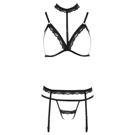 Passion Devil Shelly - Lace Bodysuit Lingerie Set (Black)