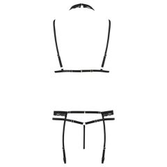   Passion Devil Shelly - lace body harness lingerie trio (black)