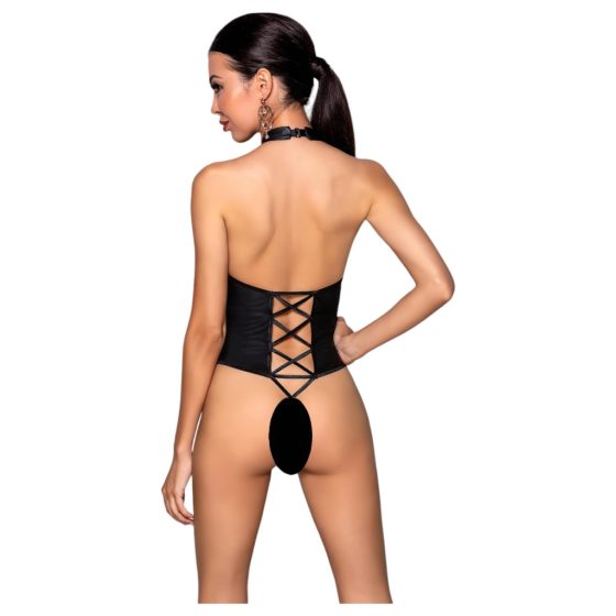 Passion Nancy - Open Cross-Strap Bodysuit (Black)