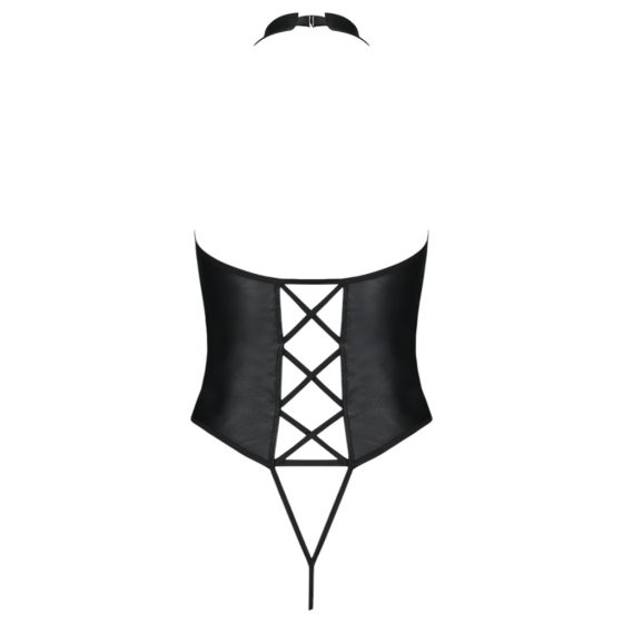 Passion Nancy - Open Cross-Strap Bodysuit (Black)