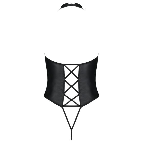 Passion Nancy - Open Cross-Strap Bodysuit (Black)