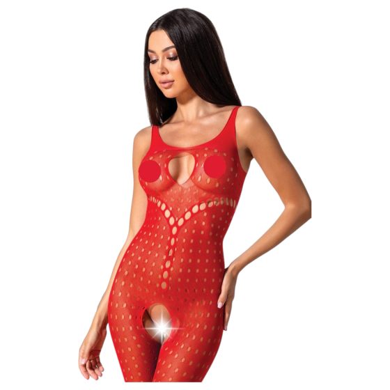 Passion BS078 - Polka Dot Open Bodysuit - Red (S-L)