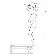   Passion BS085 - Mosaic Patterned, Crotchless Bodystocking - White (S-L)