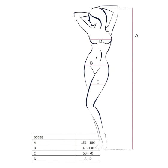 Passion BS085 - Mosaic Patterned, Crotchless Bodystocking - White (S-L)