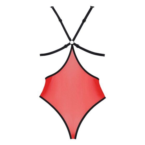 Peonia Passion - Side Cut Bodysuit (Red-Black)