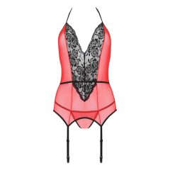 Passion Peony - Top and Thong (Red-Black)