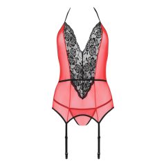 Passion Peony - Top and Thong (Red-Black)