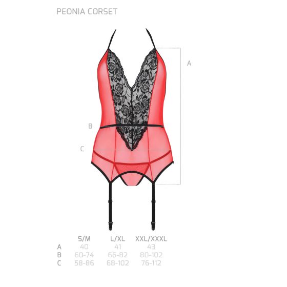 Passion Peony - Top and Thong (Red-Black)