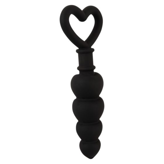 / Magic Shiver Heart-shaped anal dildo with pearls (black)