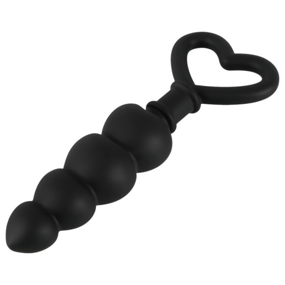 Feel the Magic Shiver - Heart-Shaped Anal Dildo (Black) - Eco Packaging