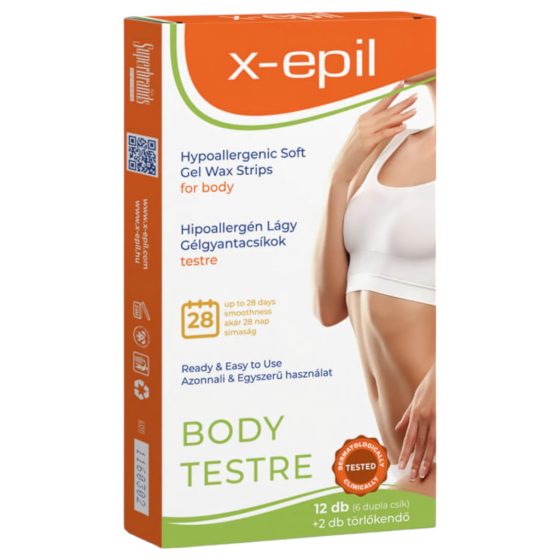 X-Epil - Ready-to-Use Hypoallergenic Wax Strips for Body (12 pcs)