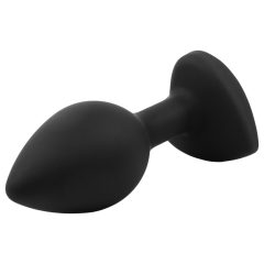   Sunfo - silicone anal dildo with heart-shaped gem (black-pink)