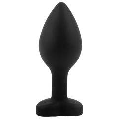   Sunfo - silicone anal dildo with heart-shaped gem (black-pink)