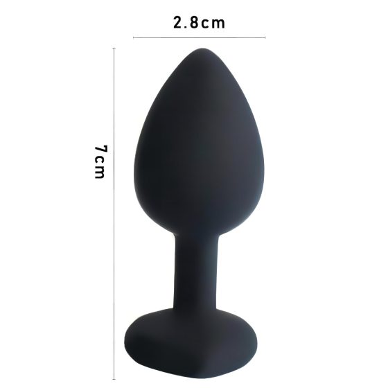 Sunfo - silicone anal plug with heart-shaped gem (black-pink)