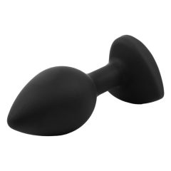   Sunfo - Silicone Anal Dildo with Heart-Shaped Gem (Black-Sapphire)