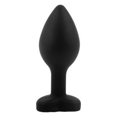   Sunfo - Silicone Anal Dildo with Heart-Shaped Gem (Black-Sapphire)